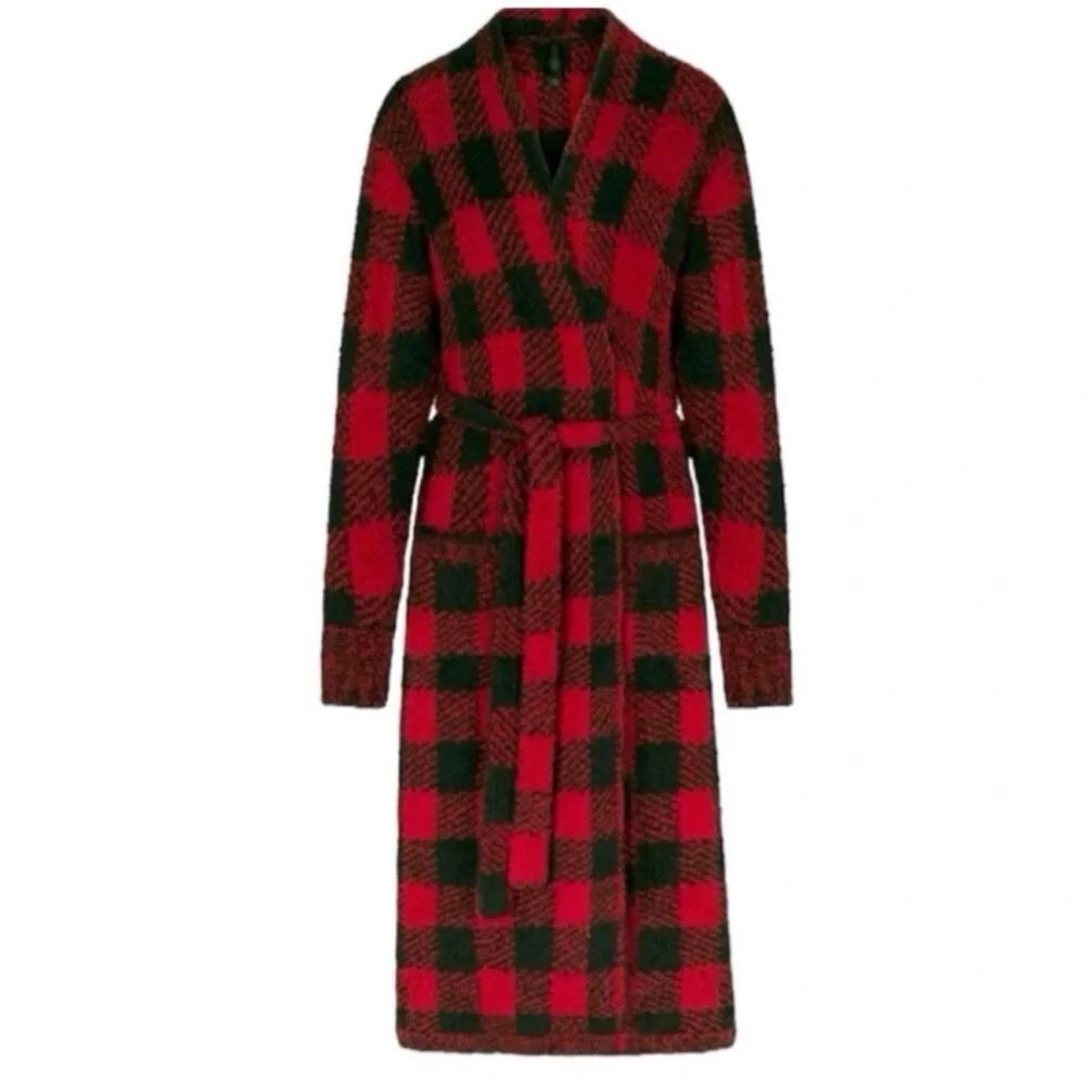 SKIMS Red and Black Plaid Robe - Picture 2 of 5